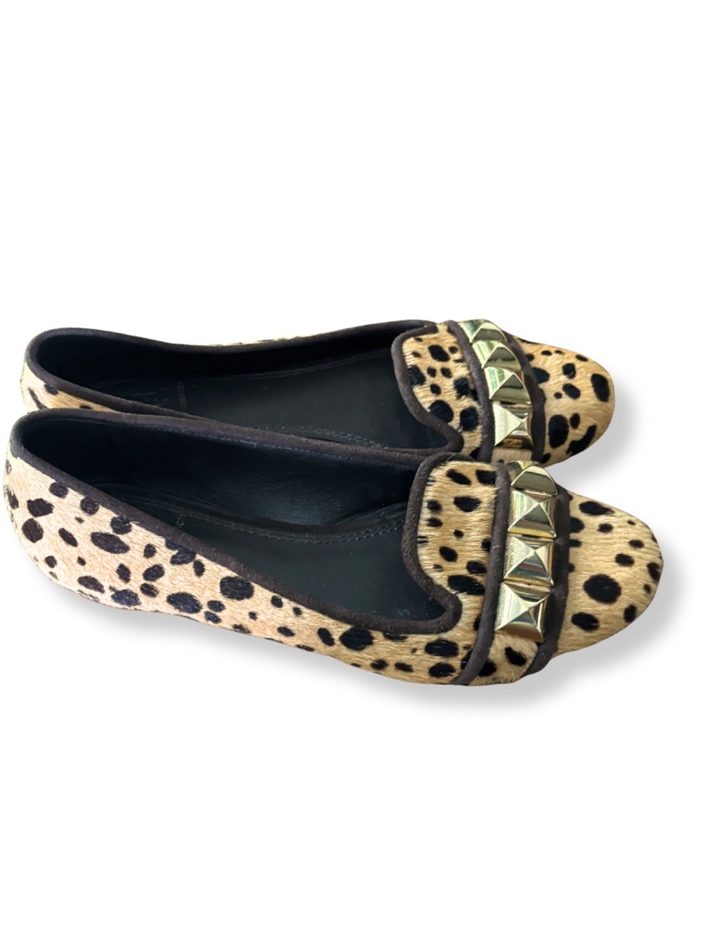 Tory Burch Leopard Calf Hair Studded Ballet Flats Women’s 6.5M Animal Print